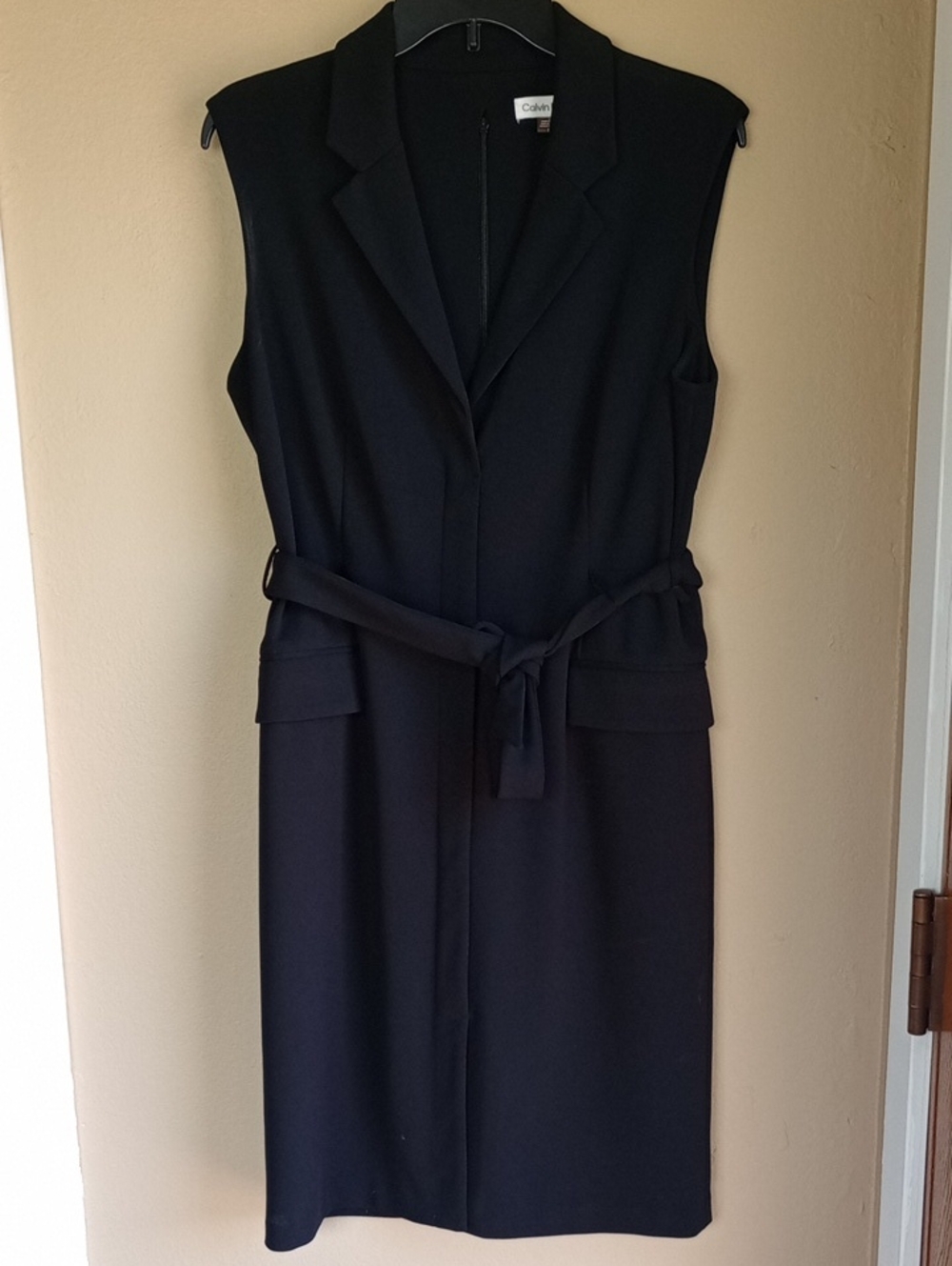 Calvin Klein Black Career Modest Belted Pencil Dress Size 10